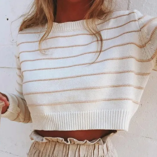 Knitted Loose Autumn Casual Fashion Sweatshirt Crop Tops