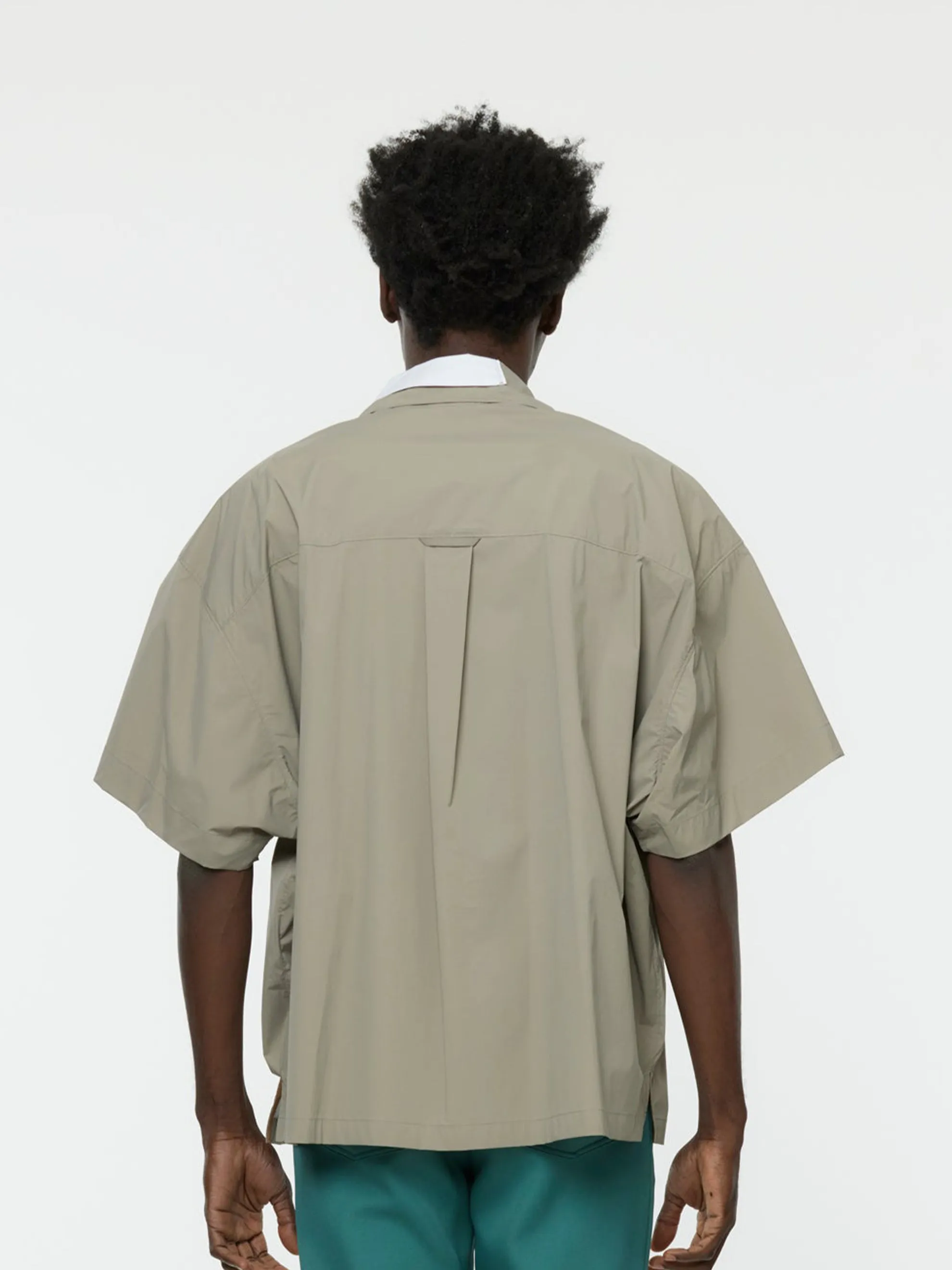 Layered Lapel Overshirt (Greige)