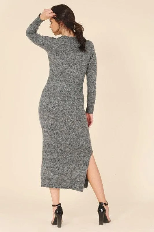 LILOU V-neck Sweater Maxi Dress