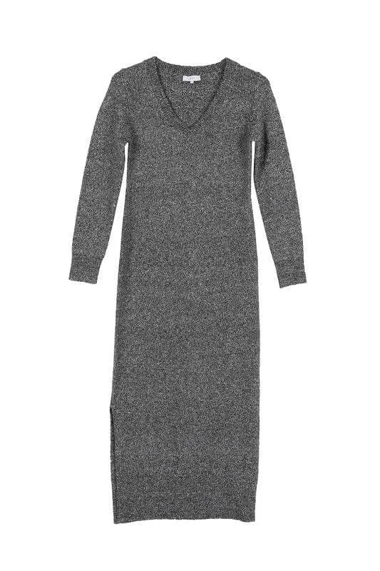 LILOU V-neck Sweater Maxi Dress