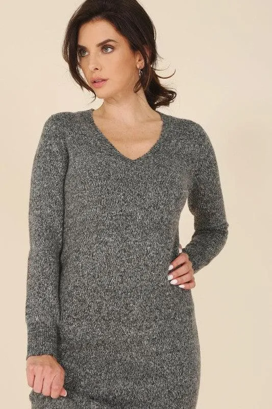 LILOU V-neck Sweater Maxi Dress