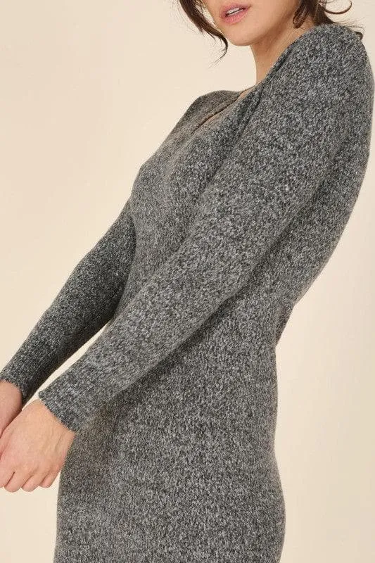LILOU V-neck Sweater Maxi Dress