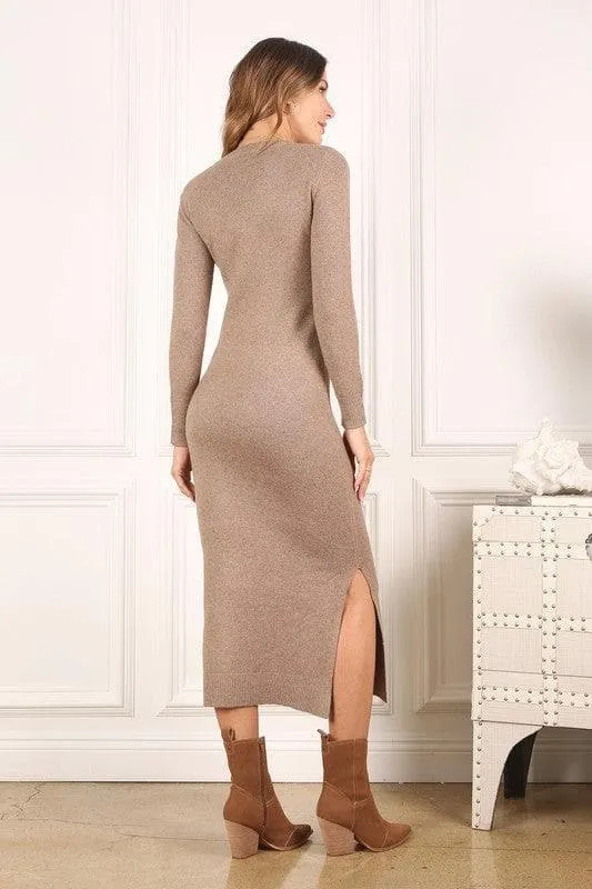 LILOU V-neck Sweater Maxi Dress