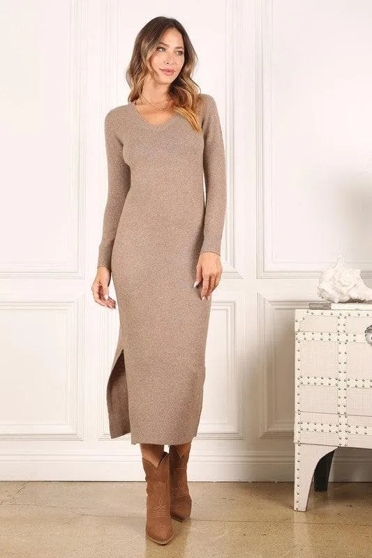 LILOU V-neck Sweater Maxi Dress