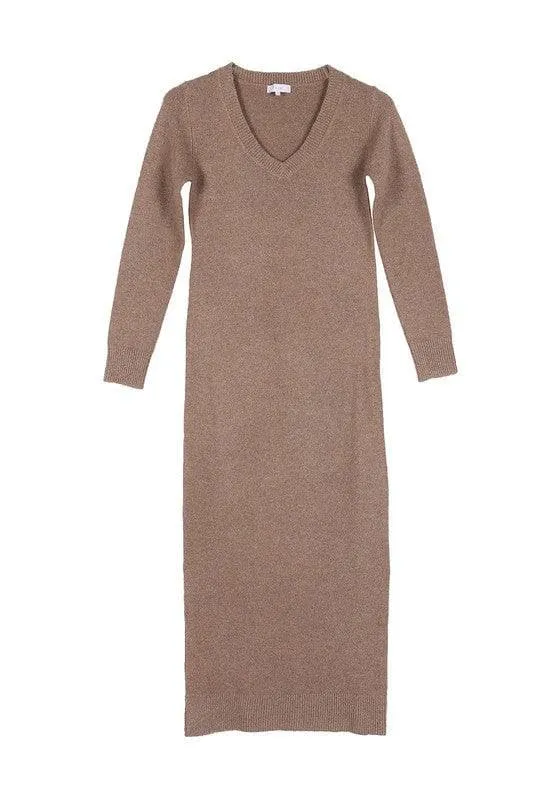 LILOU V-neck Sweater Maxi Dress