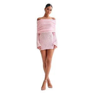 Long-sleeved One-shoulder Short Dress