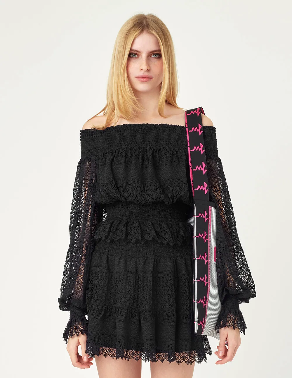 MARK FAST Smocking Lace Mini Skirt