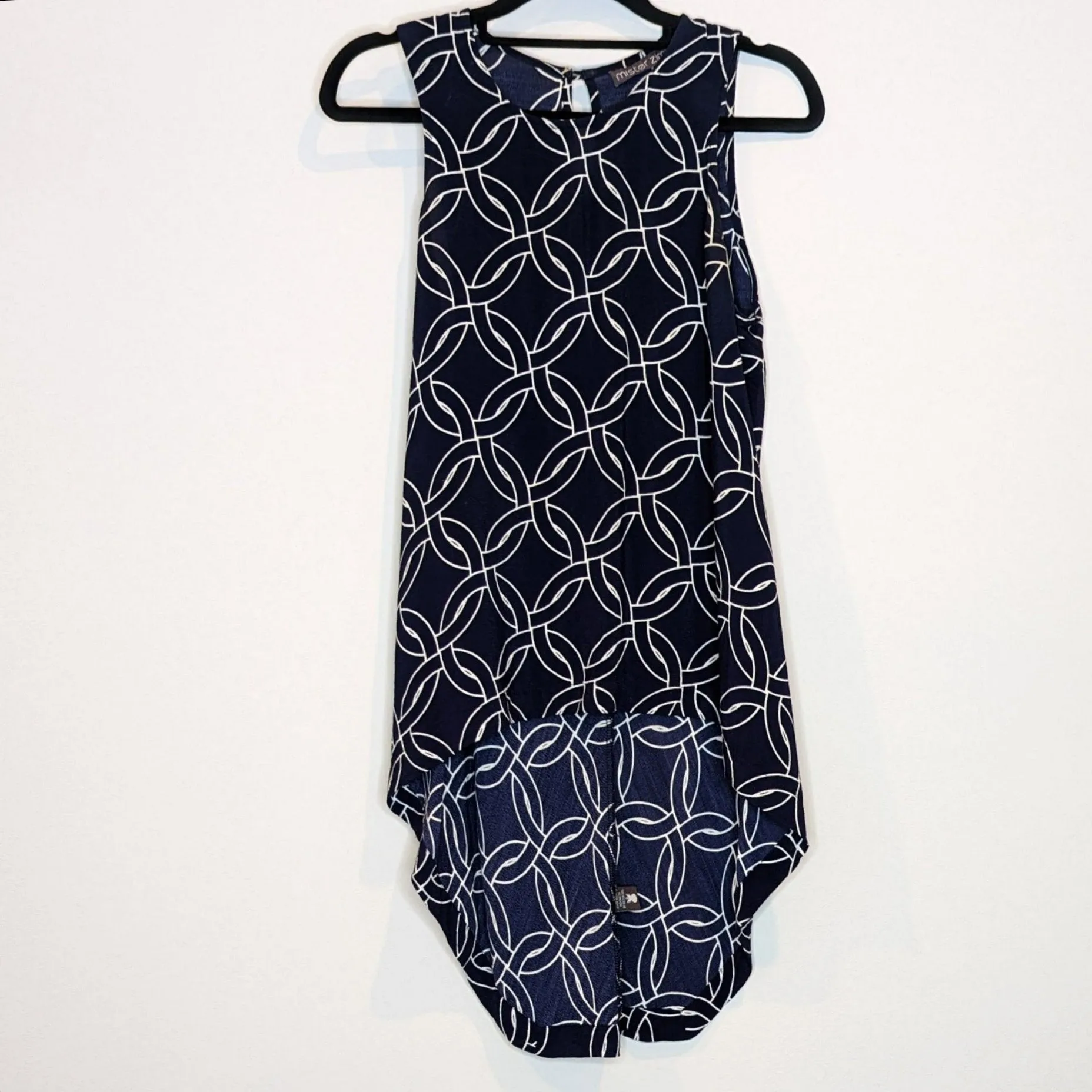 Mister Zimi Navy & White Pattern Sleeveless Tank Top