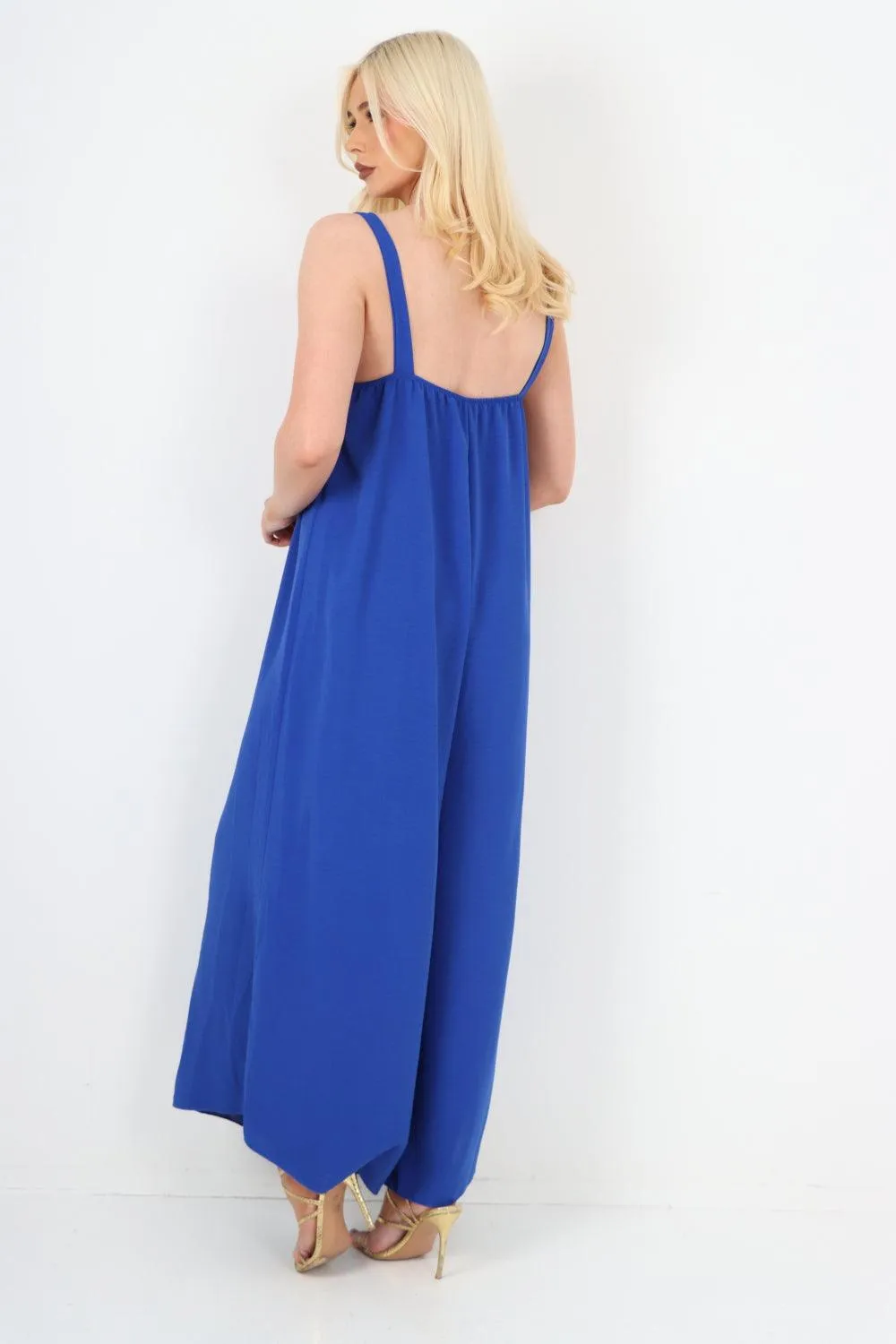 Oversized Sleeveless Jersey Plain Jumpsuit