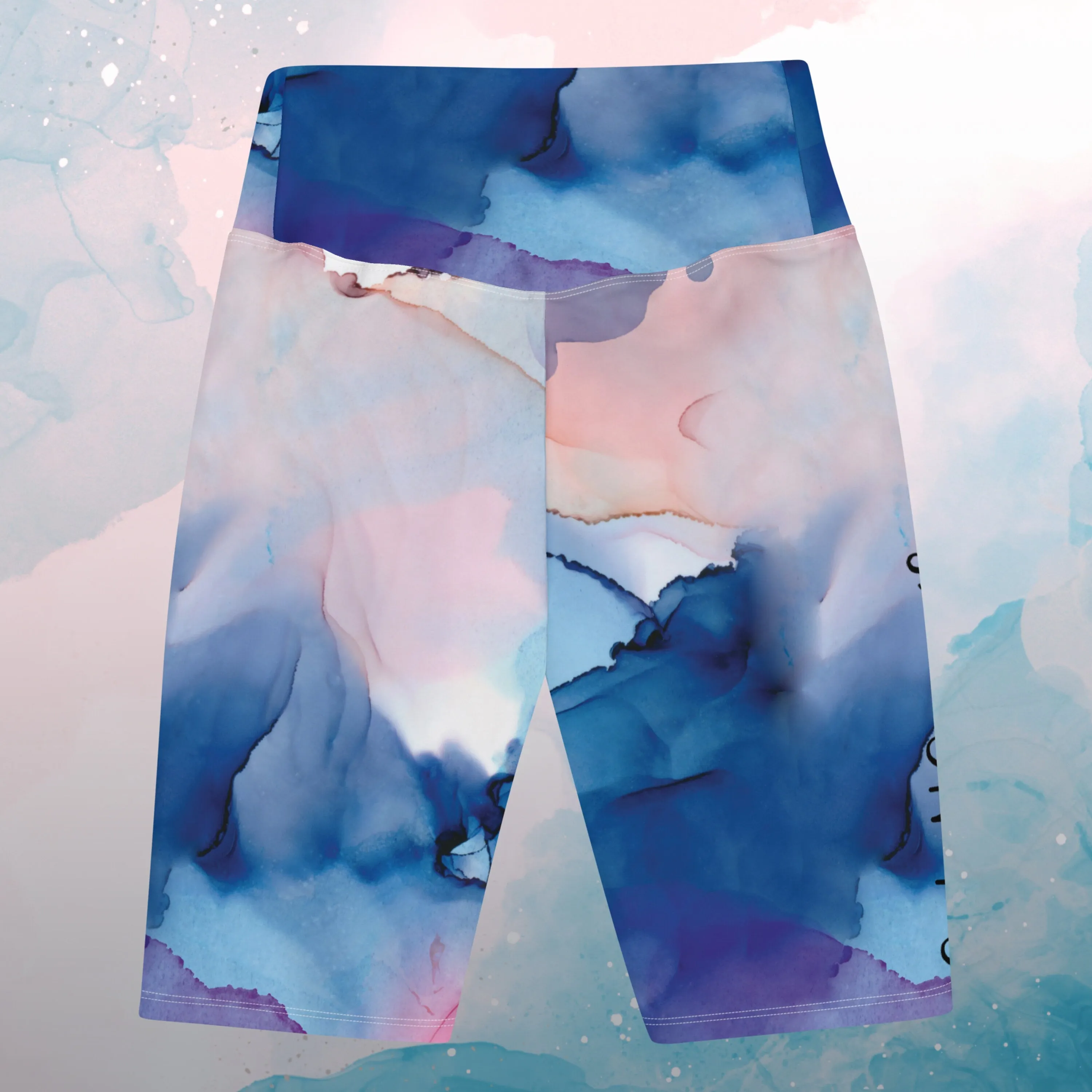 Pastel Marbling Biker Yoga Shorts