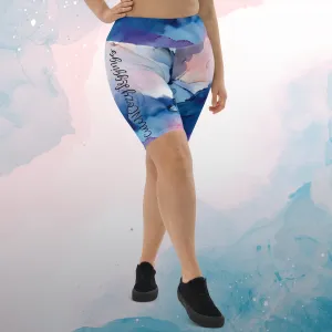 Pastel Marbling Biker Yoga Shorts