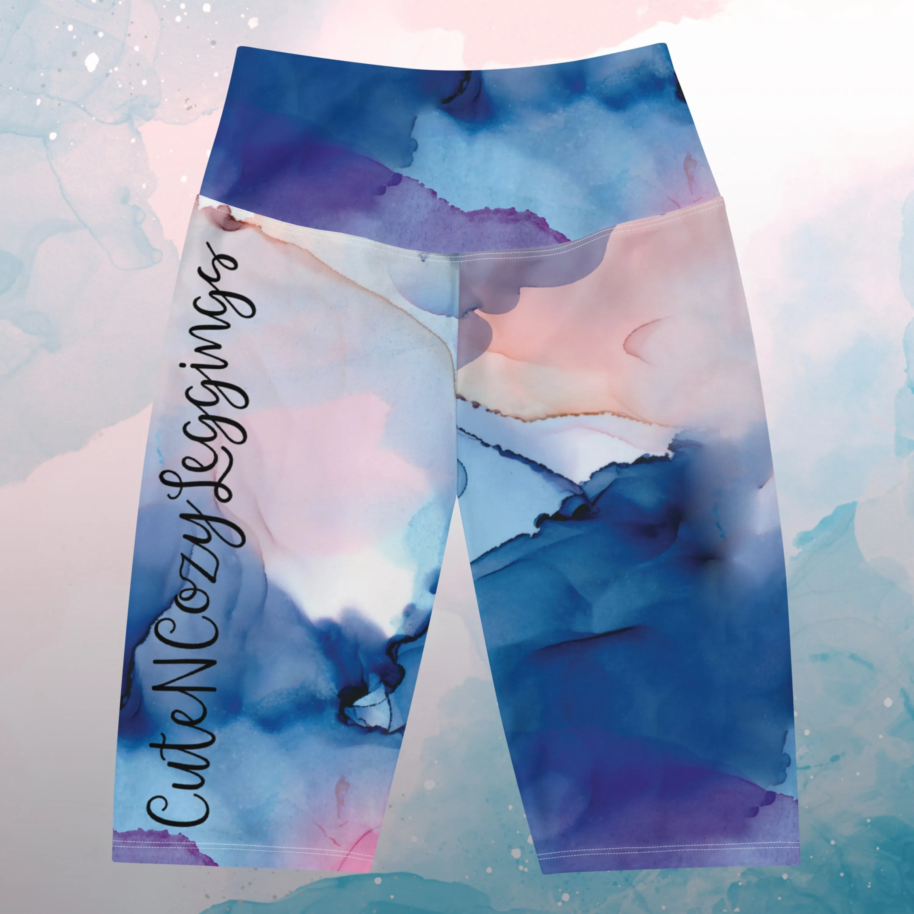 Pastel Marbling Biker Yoga Shorts
