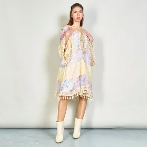 Patchwork lace boho tunic dress with tassels wholesale