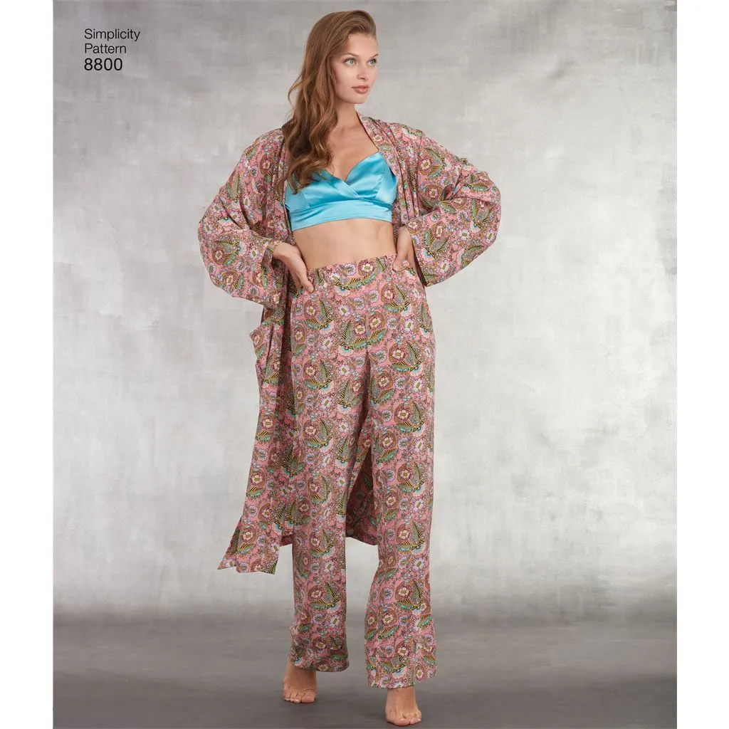 Pattern S8800 Misses' Robe, Pants, Top and Bralette