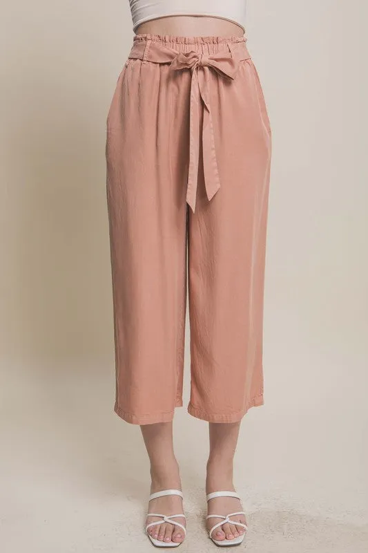 Persimmon High Rise Tie Waist Tencel Paperbag Pants