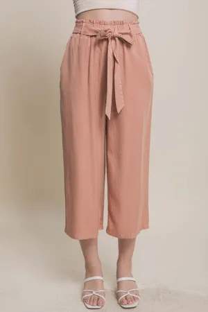 Persimmon High Rise Tie Waist Tencel Paperbag Pants