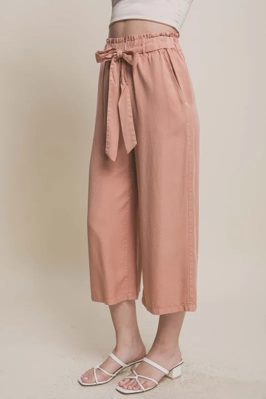 Persimmon High Rise Tie Waist Tencel Paperbag Pants