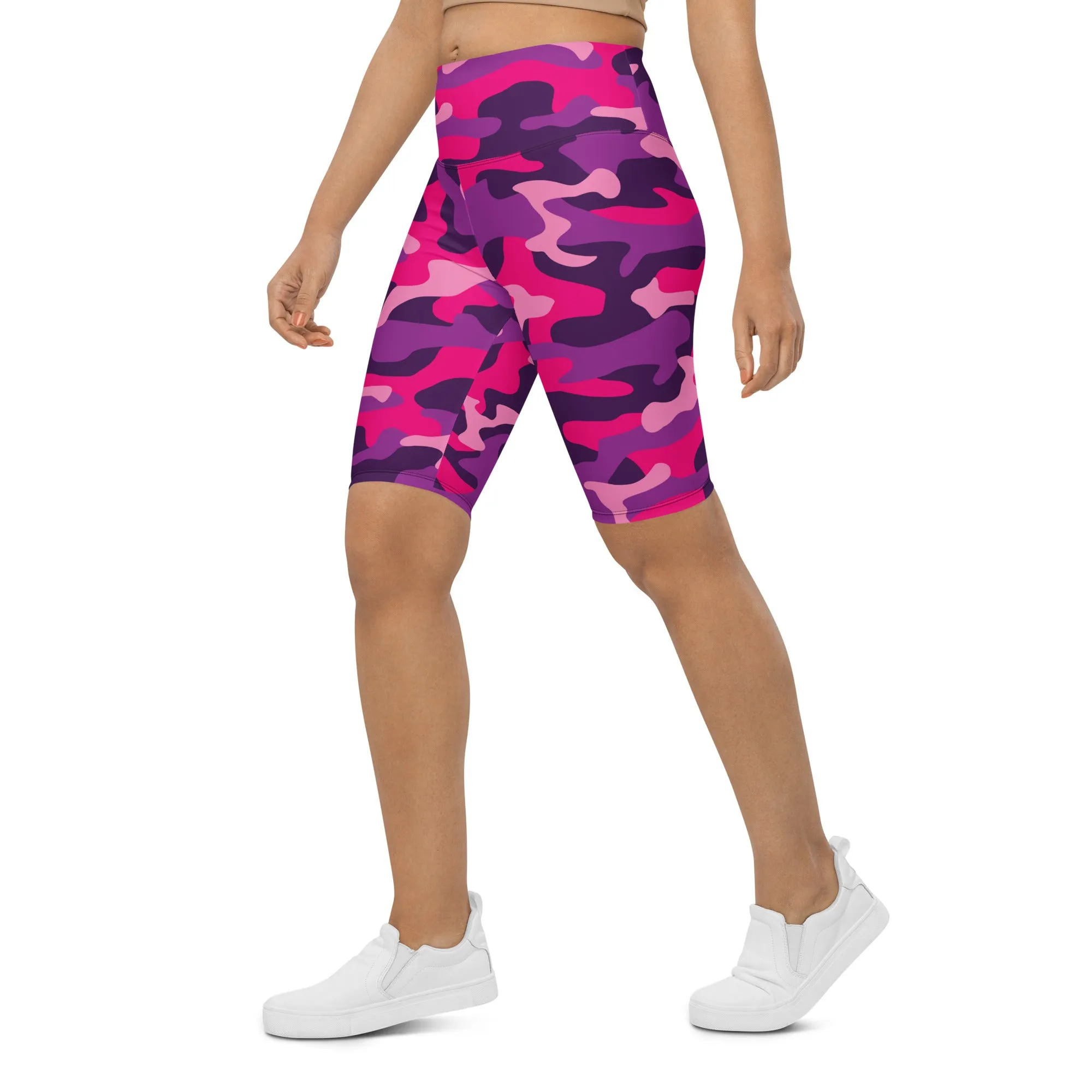 Pink & Purple Camo Biker Shorts