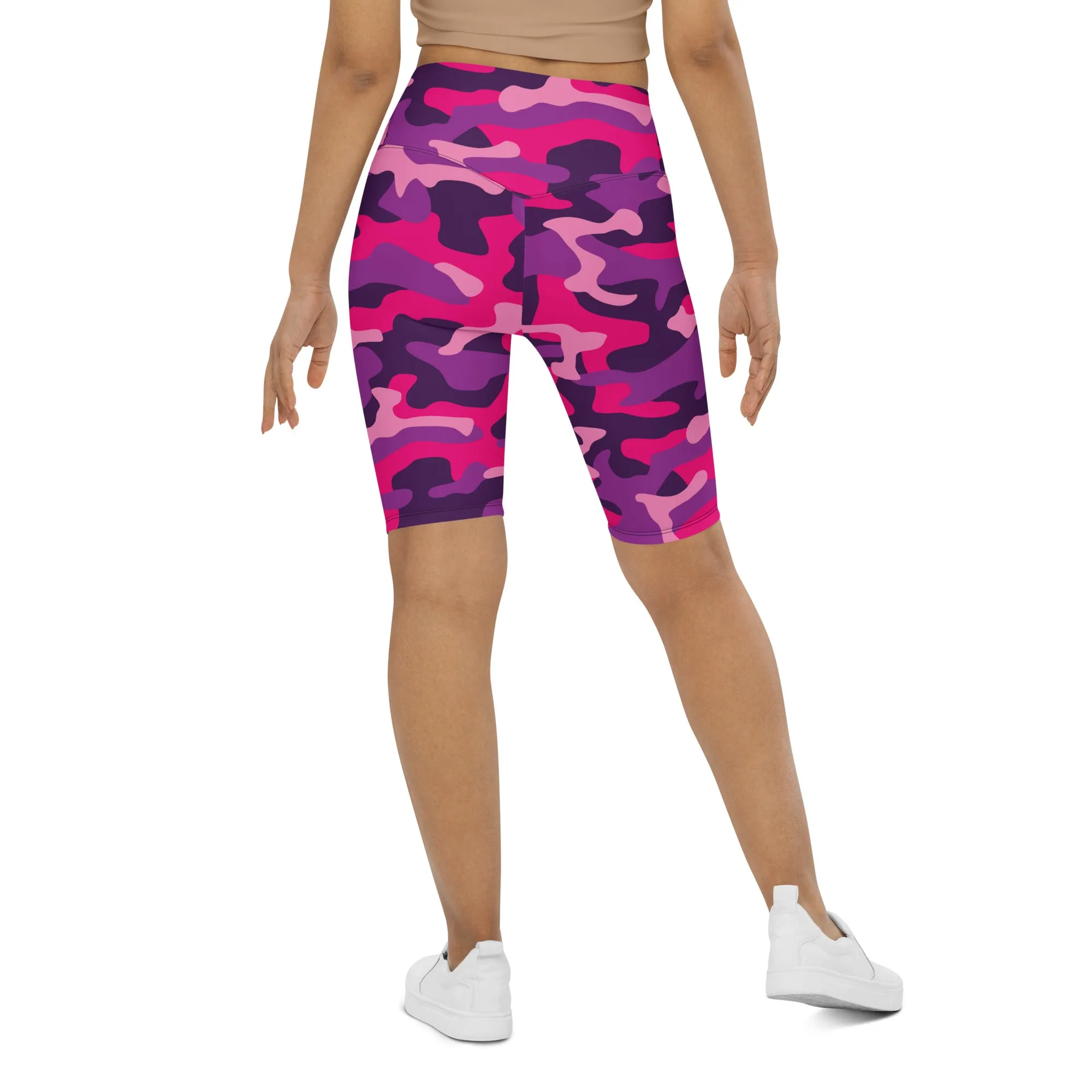Pink & Purple Camo Biker Shorts