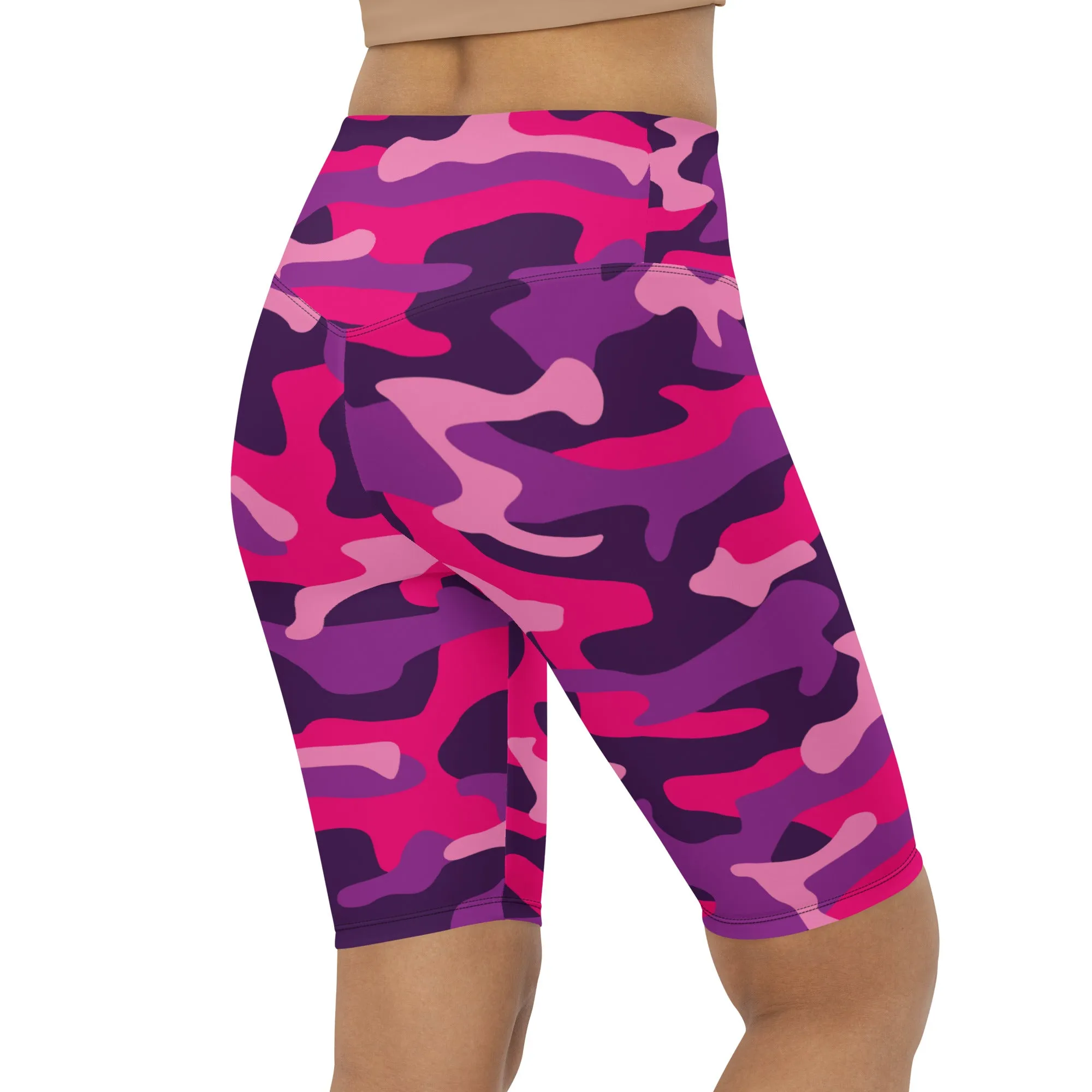 Pink & Purple Camo Biker Shorts