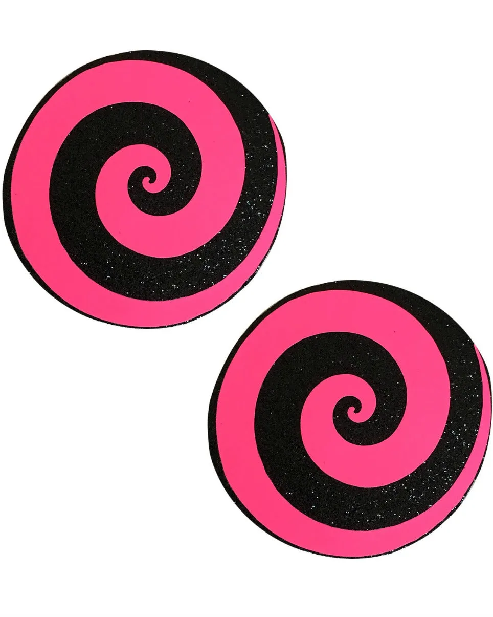 Pink Care Bear Stare Blacklight Reactive Spiral Nipple Pasties