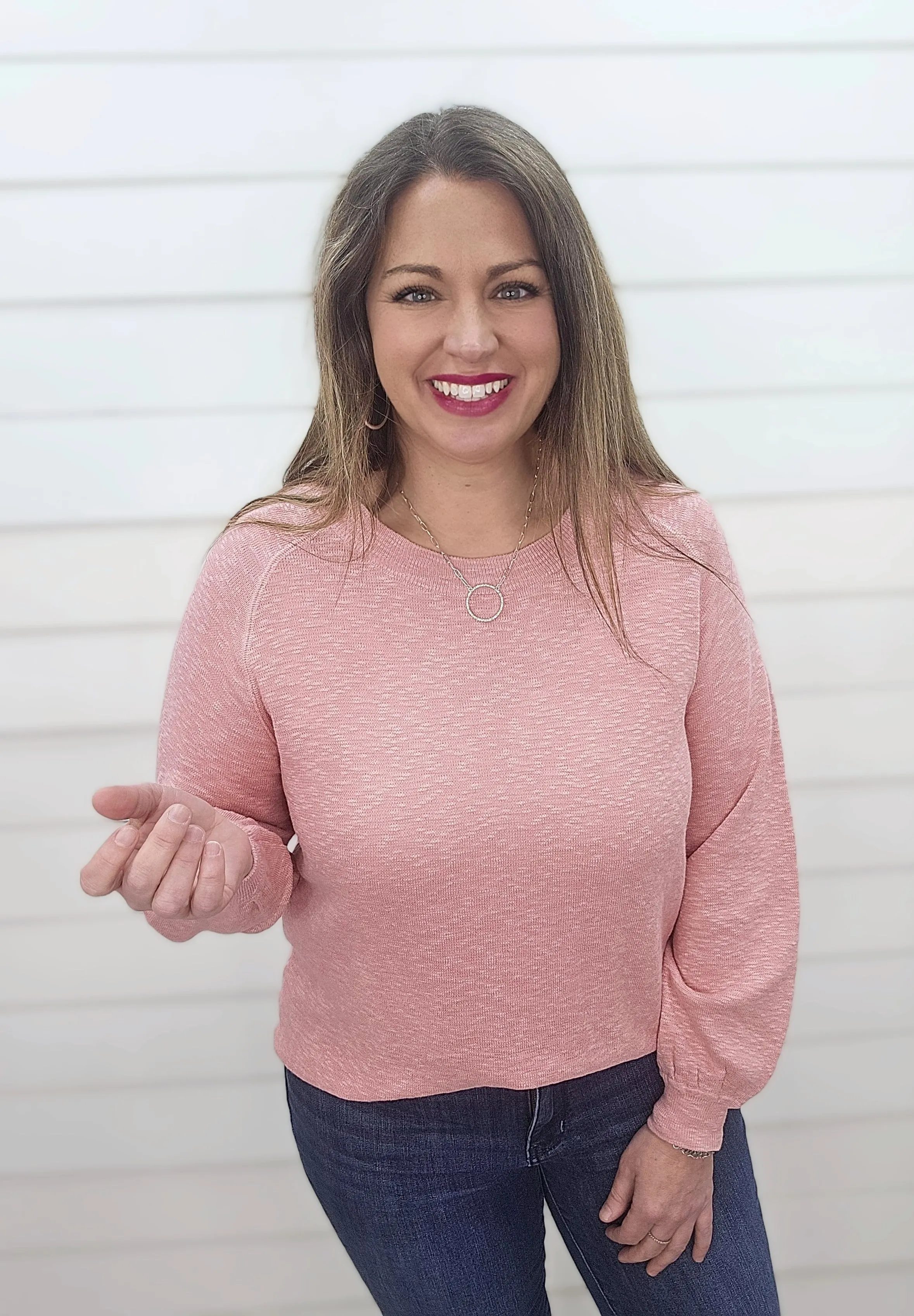 PINK KNIT LIGHT WEIGHT SWEATER