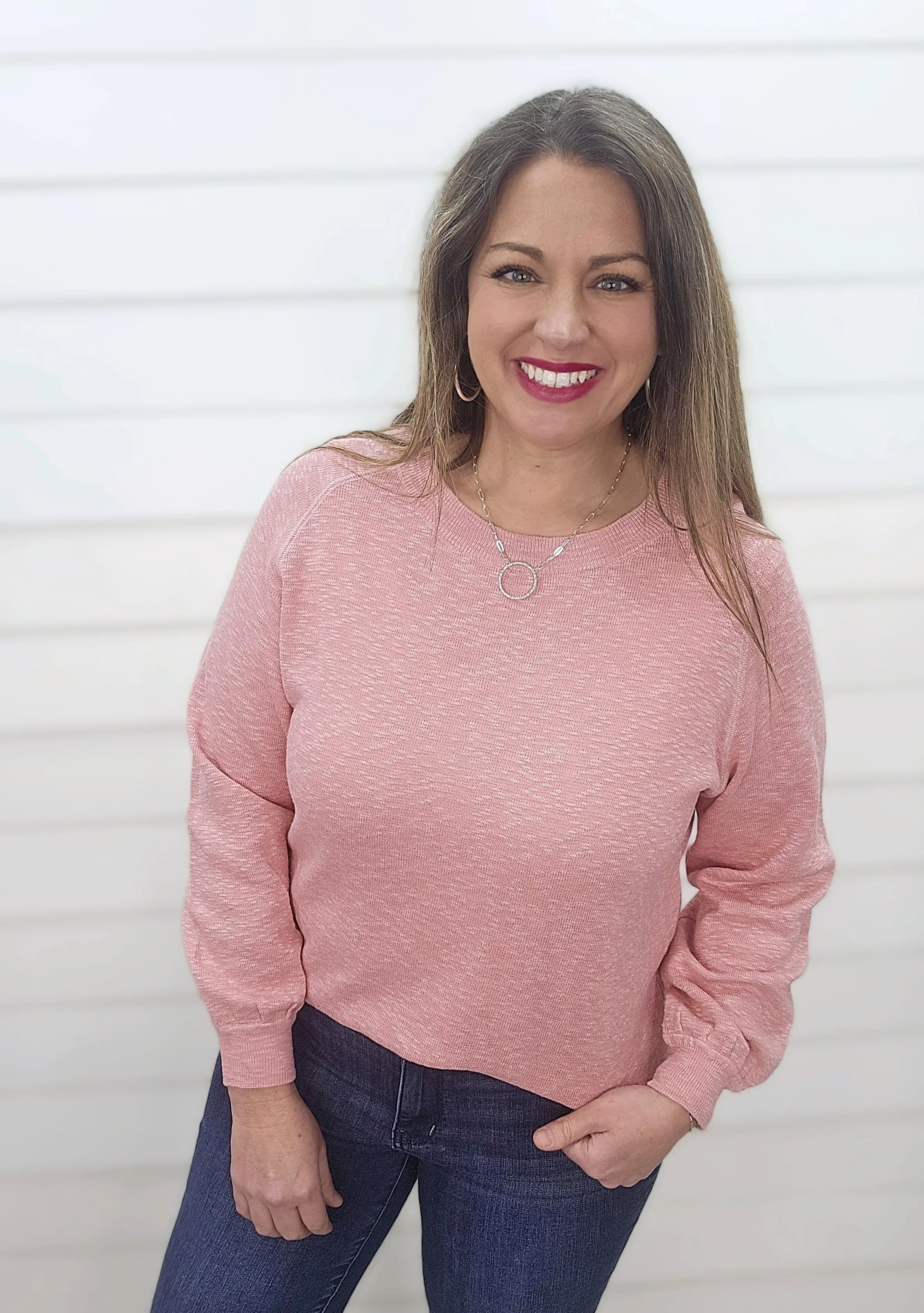 PINK KNIT LIGHT WEIGHT SWEATER
