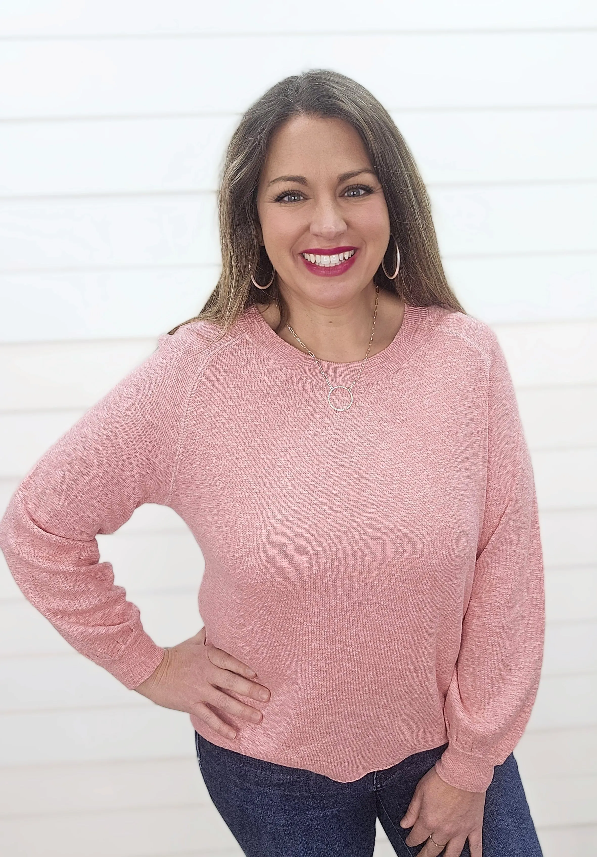 PINK KNIT LIGHT WEIGHT SWEATER