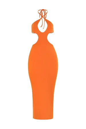 Raphia Backless Halter Dress