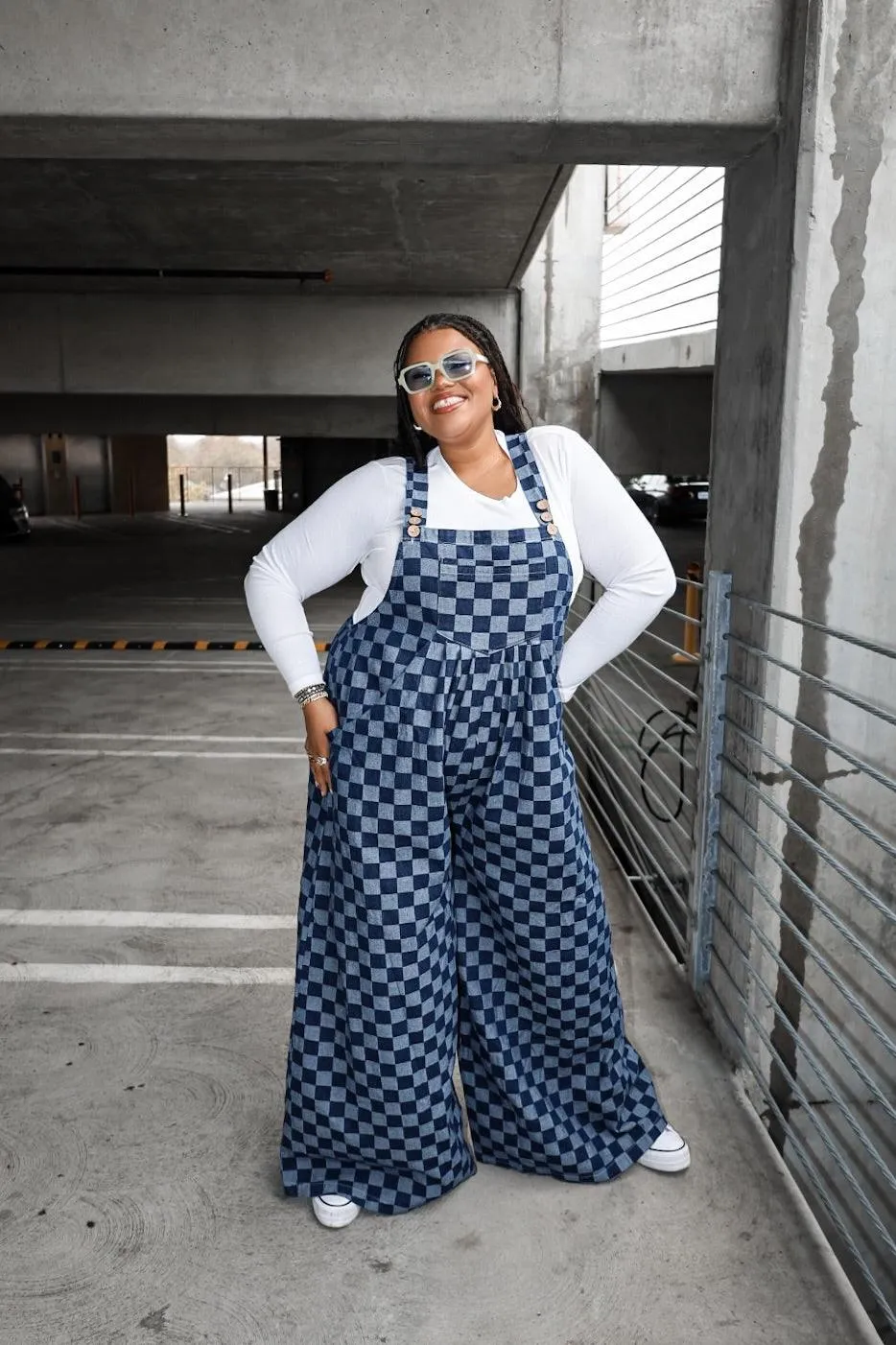 Rock Show Checkered Wide Leg Overalls
