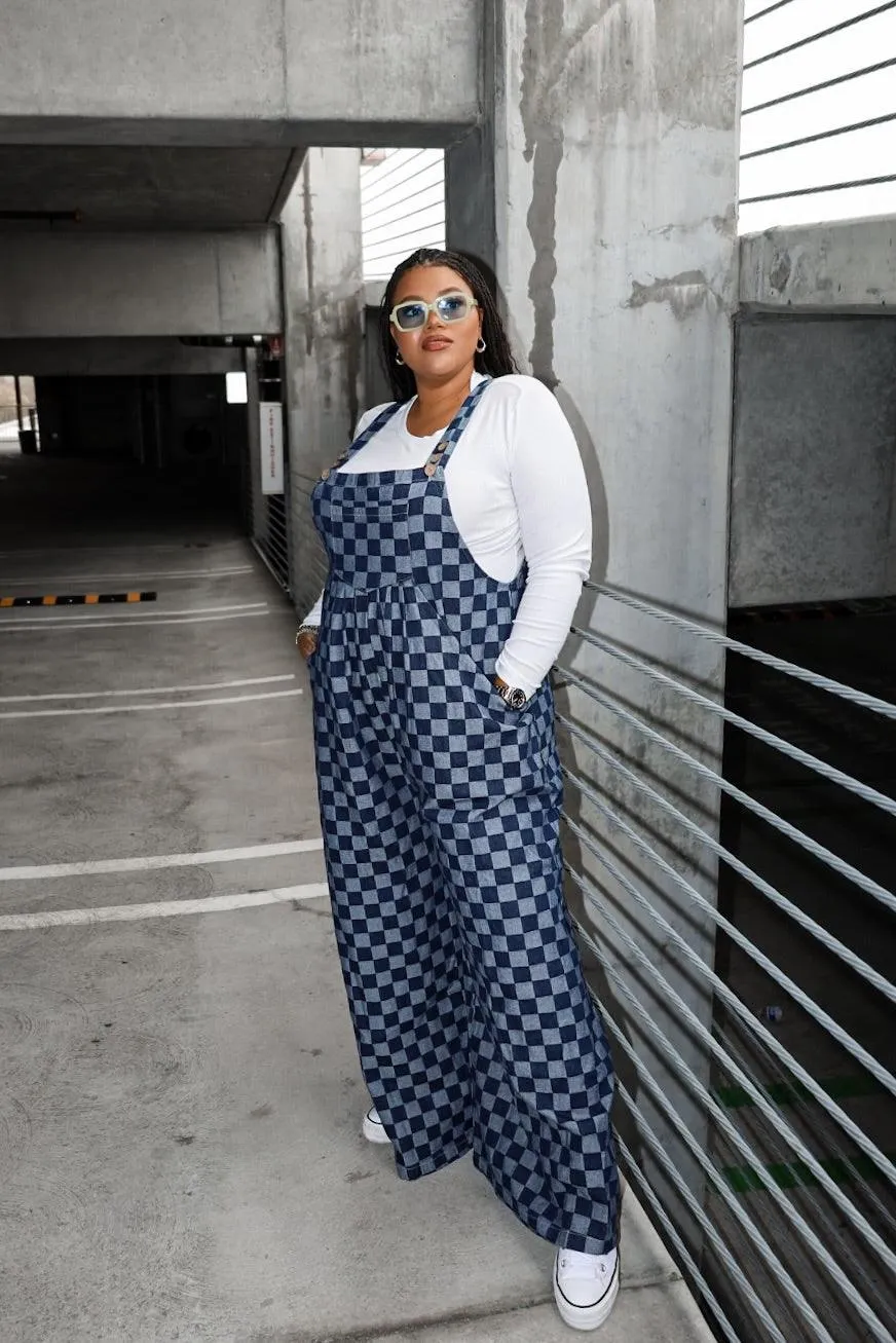 Rock Show Checkered Wide Leg Overalls