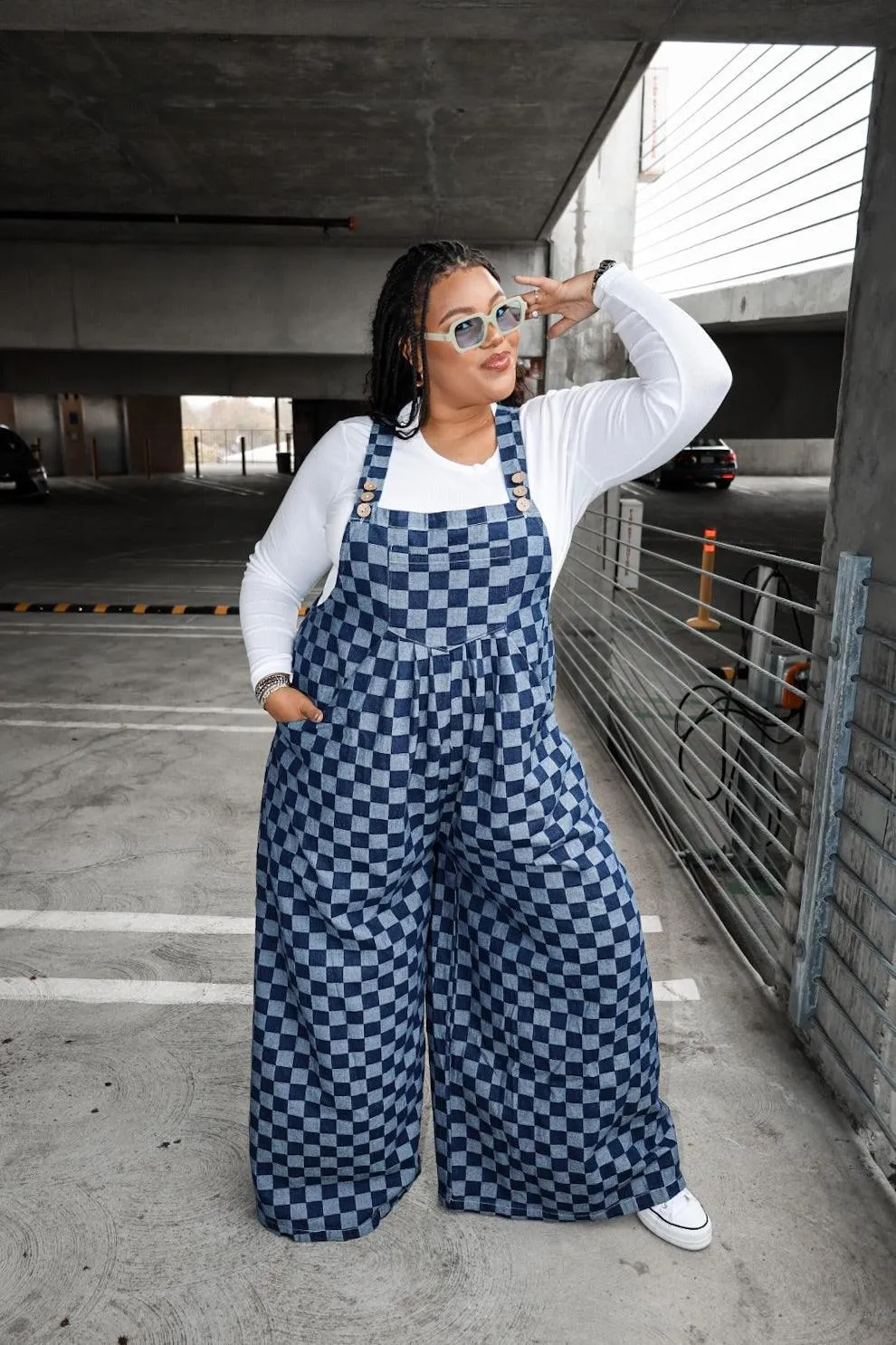 Rock Show Checkered Wide Leg Overalls