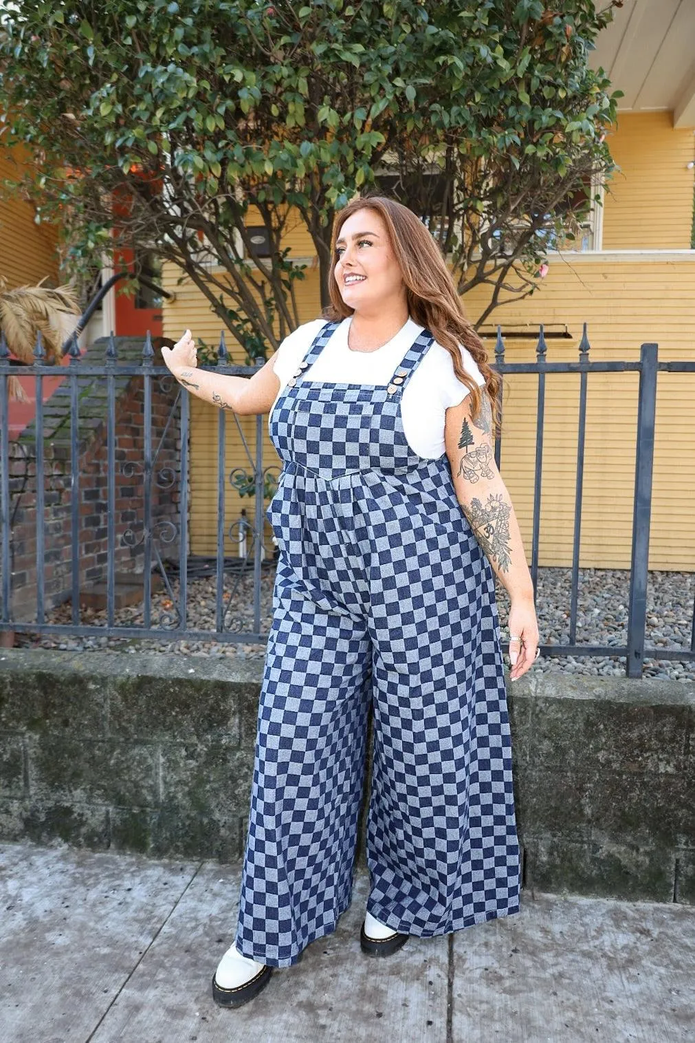 Rock Show Checkered Wide Leg Overalls