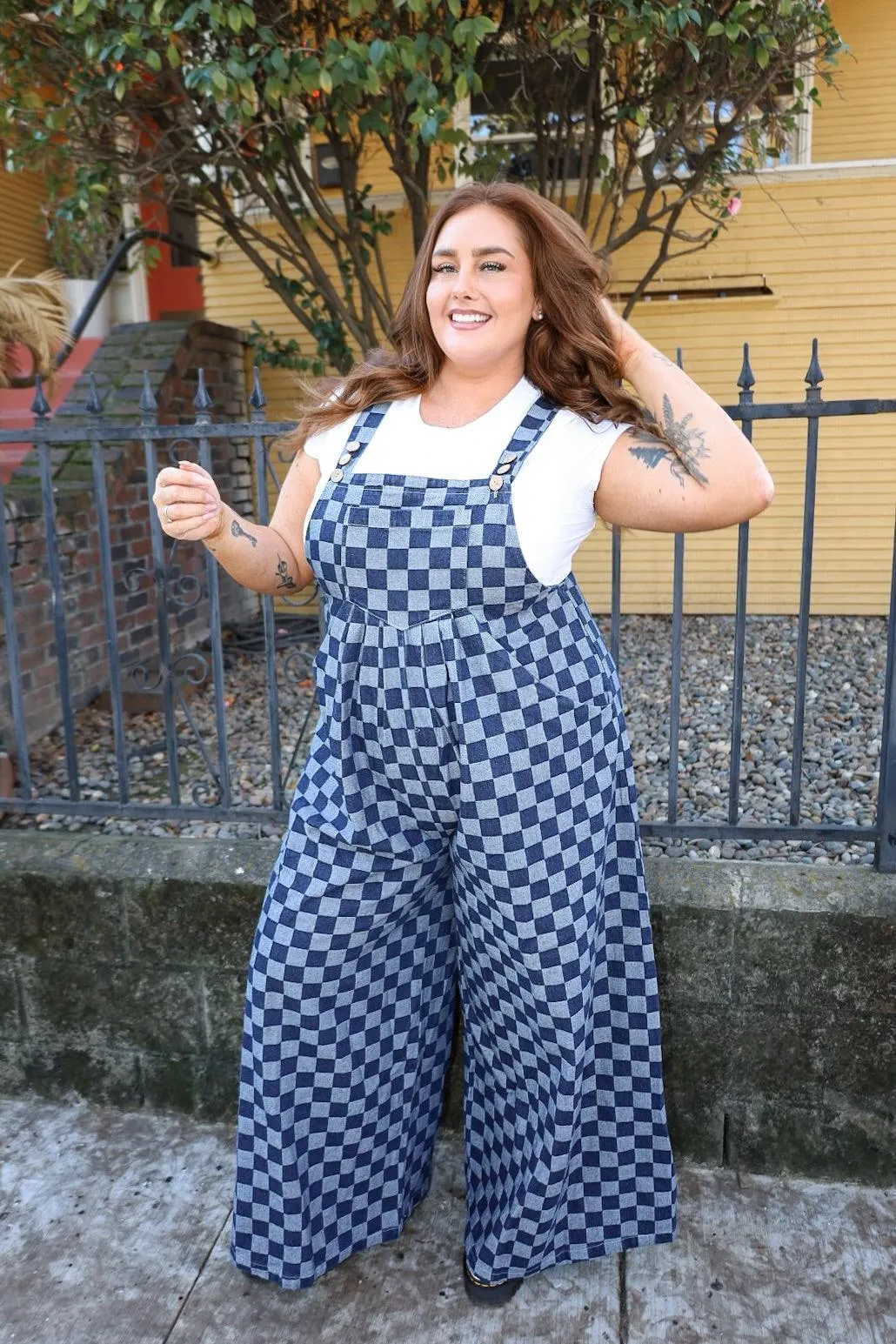 Rock Show Checkered Wide Leg Overalls