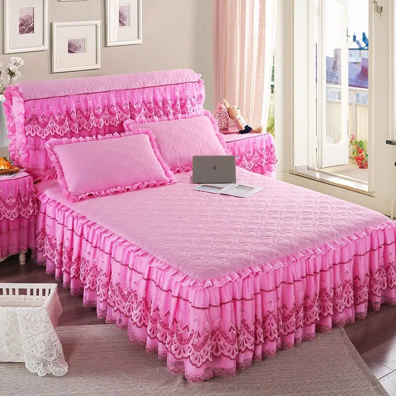 Romantic Flower Pattern Bed Skirt