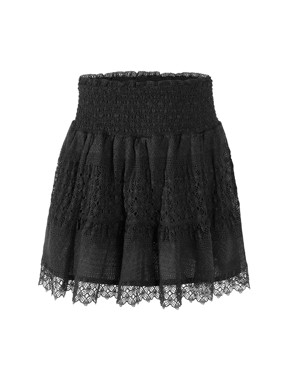 Smocking Lace Mini Skirt