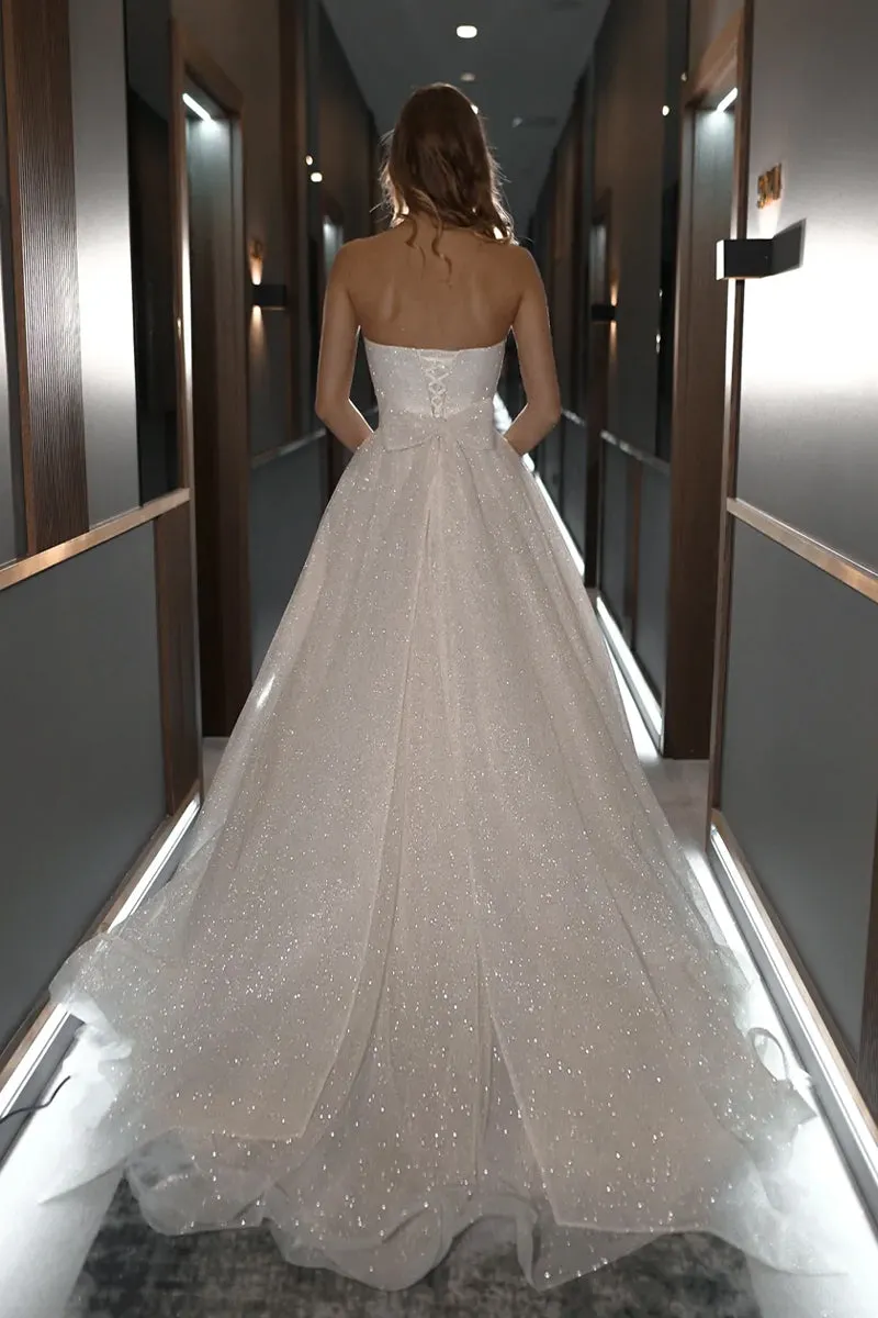 Sparkling Divinity Graceful Strapless Wedding Dress