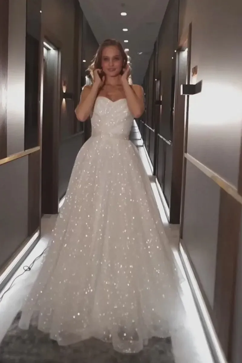 Sparkling Divinity Graceful Strapless Wedding Dress