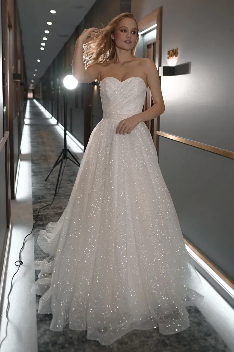 Sparkling Divinity Graceful Strapless Wedding Dress