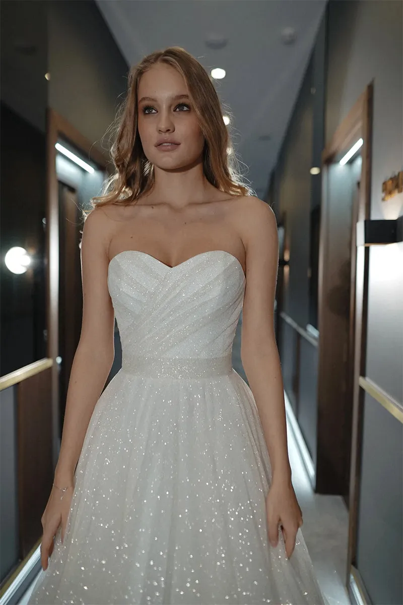 Sparkling Divinity Graceful Strapless Wedding Dress
