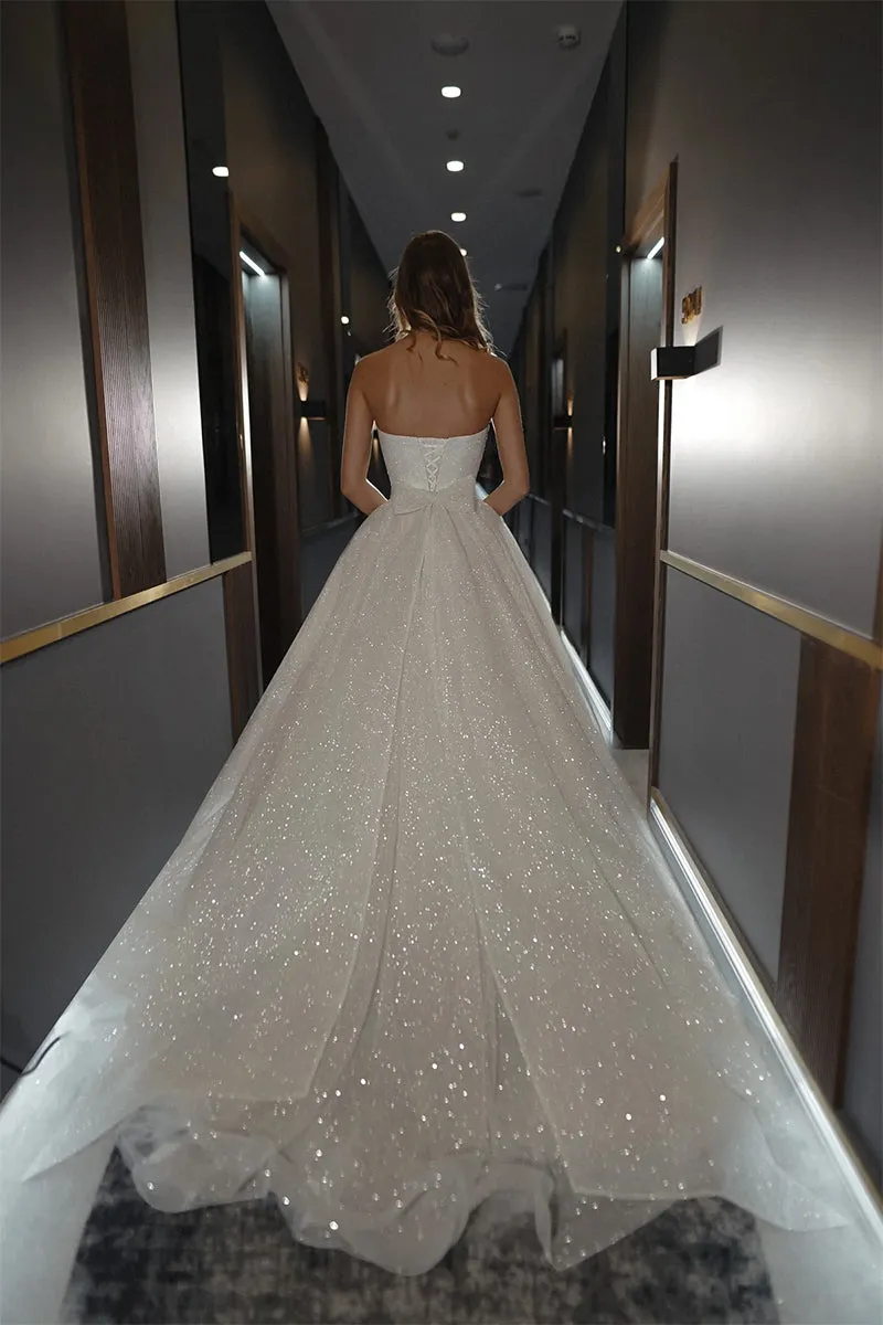 Sparkling Divinity Graceful Strapless Wedding Dress