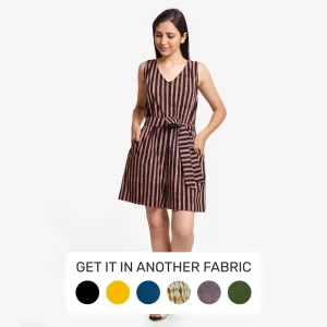 Striped Block Print Cotton Sleeveless Short Romper