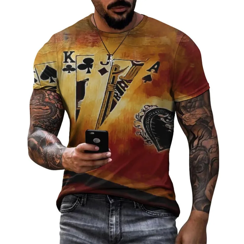 Summer Popular Ace Of Spades Skull Print T - Shirt