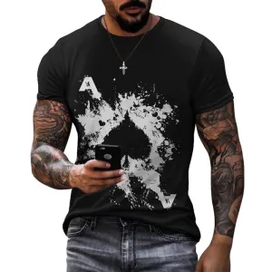 Summer Popular Ace Of Spades Skull Print T - Shirt