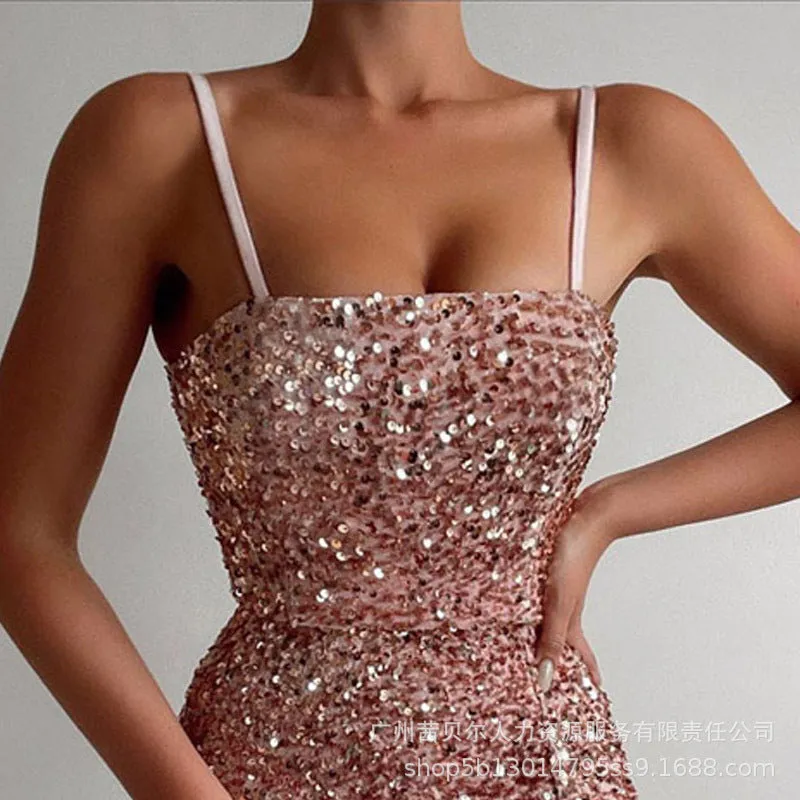 Suspender Sequined Mini dress