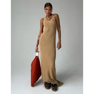 Suspender Sleeveless Ripped Long Dress