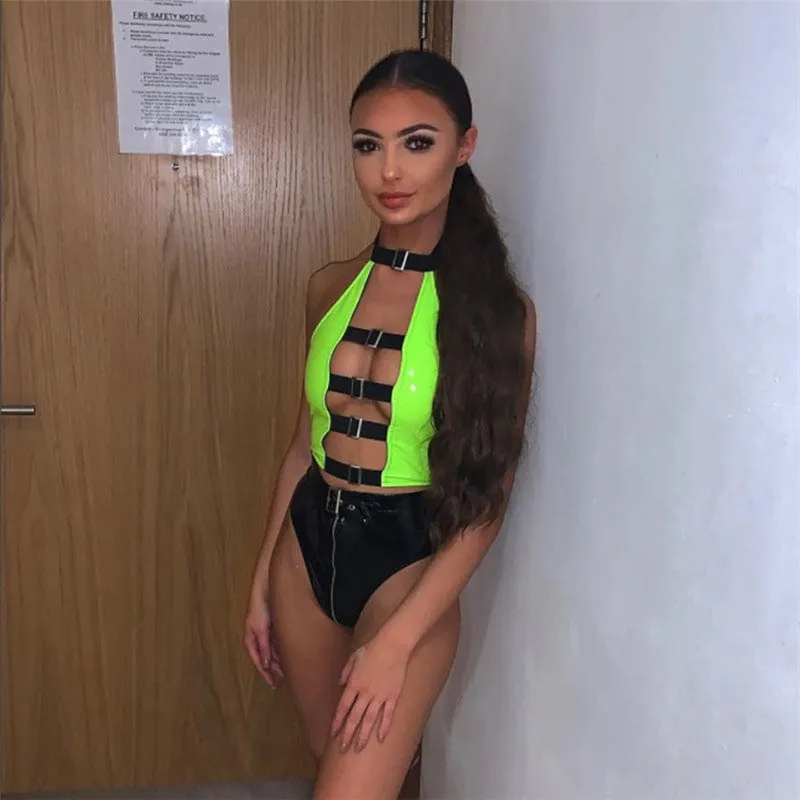 Talia Leather Buckle Top
