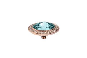 Tondo Deluxe 16 mm Light Turquoise Crystal Rim Rose Gold