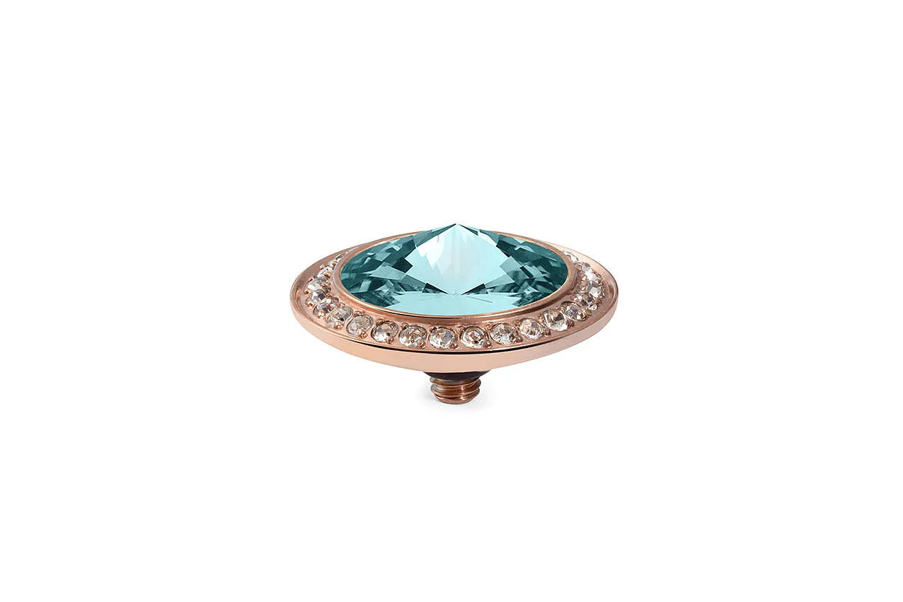 Tondo Deluxe 16 mm Light Turquoise Crystal Rim Rose Gold