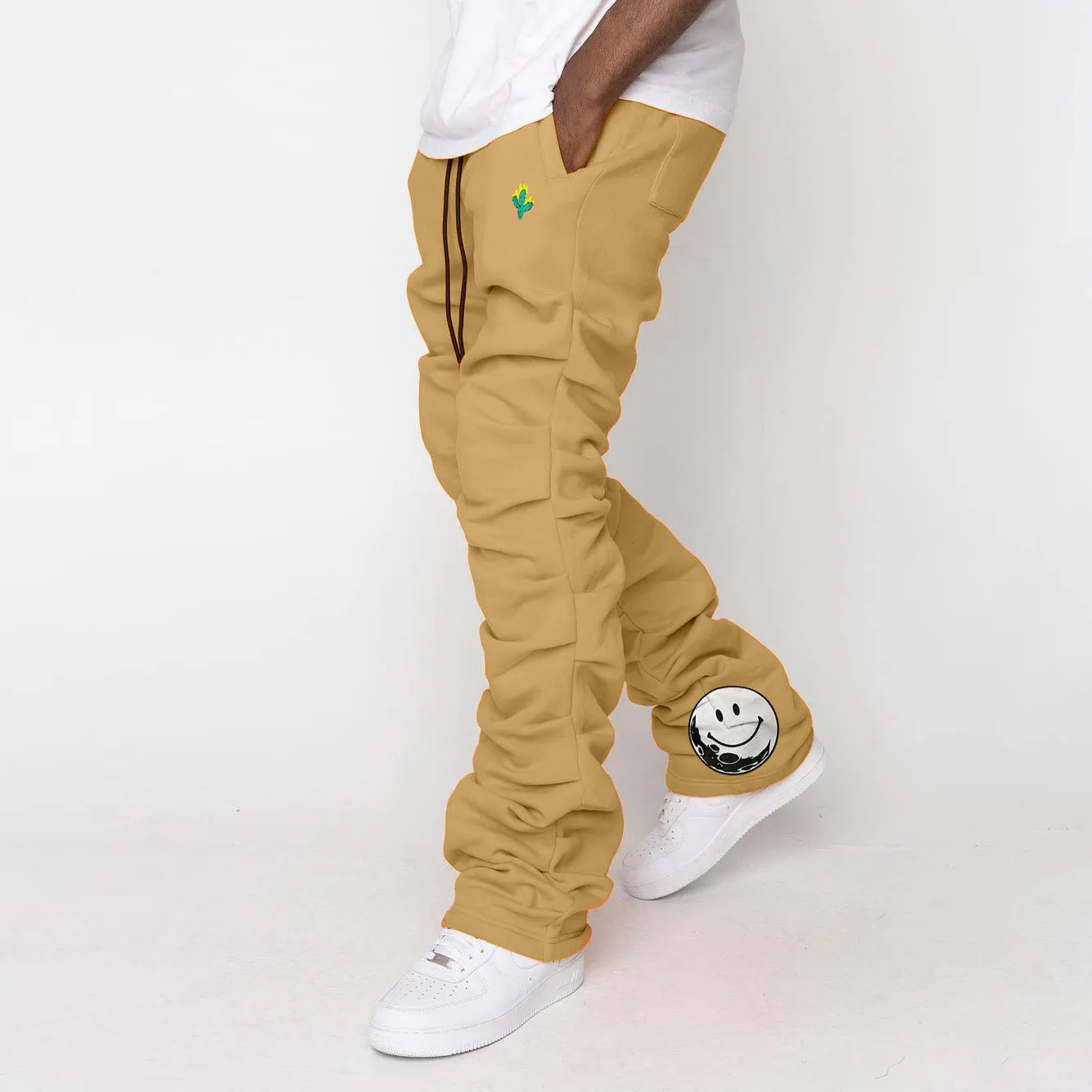 Trendy brand print retro multi-pleated street trousers